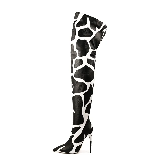 Pointed toe Stiletto heeled Over the knee Boots For Women Black - Shop at LoveMi