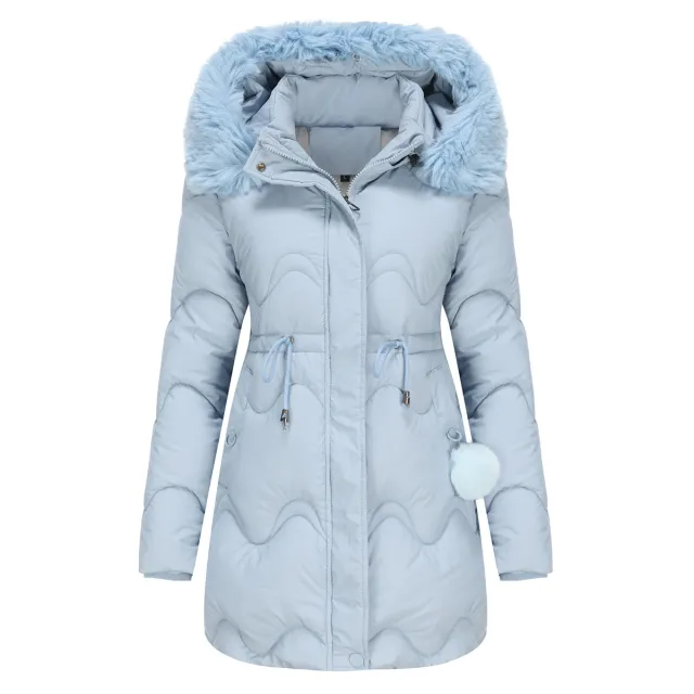 Women's Cotton Clothes Detachable Hat Wool Autumn And Winter Warm Blue - Shop at LoveMi