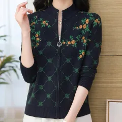 Stylish Jacquard Knit Cardigan For Fall And Winter - Blue - View 1