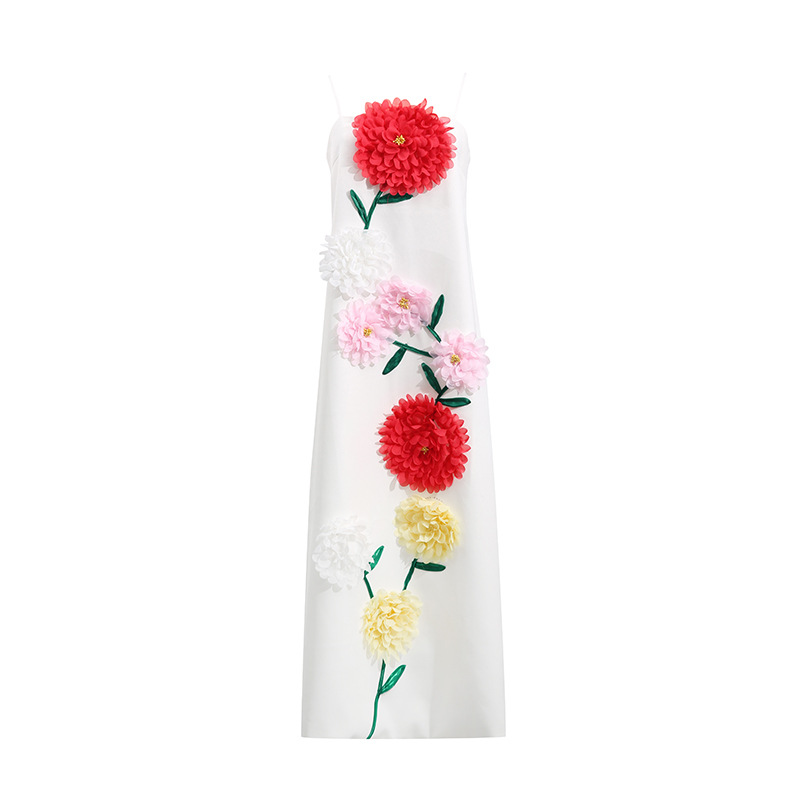 Personalized Minority High-grade Three-dimensional Flower Decorative Suspender Dress