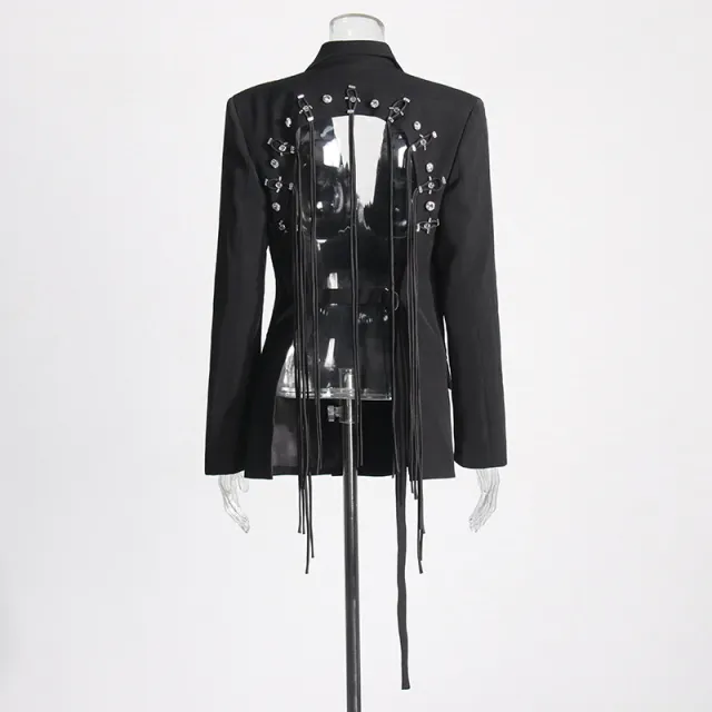 Fashion Double Breasted Solid Color New Hollow Out Coat Black - Shop at LoveMi