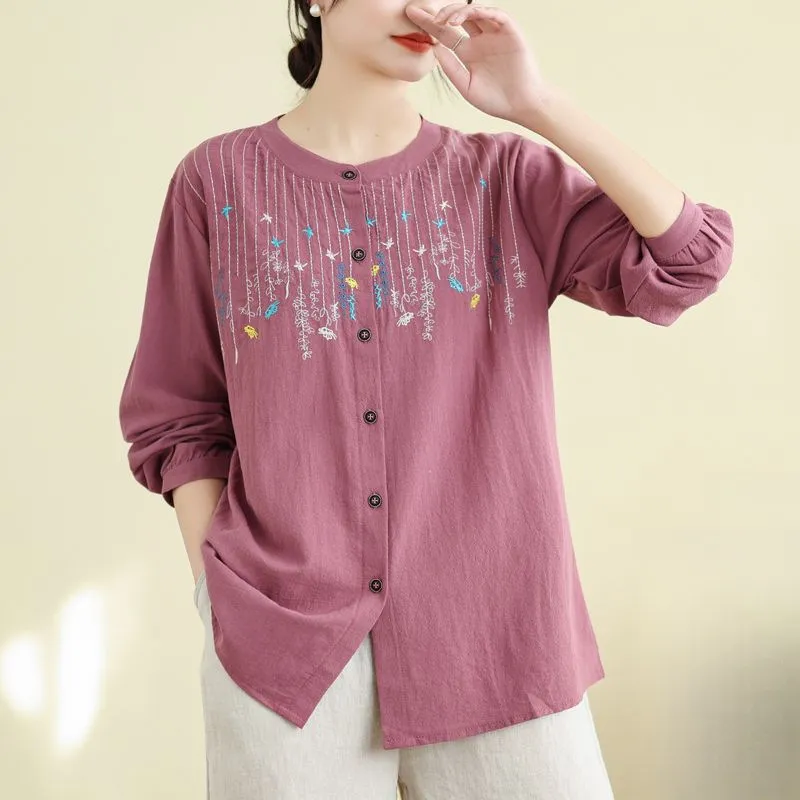 Women's Long-sleeved Thin Cardigan Top - Rose Red