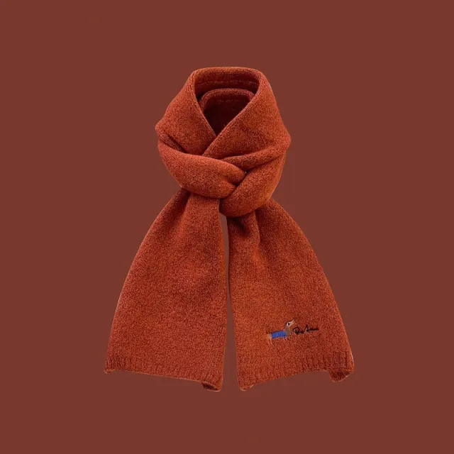 All matching Warm Cold proof Wool Knitted Small Scarf Women Pumpkin 160Cm - Shop at LoveMi