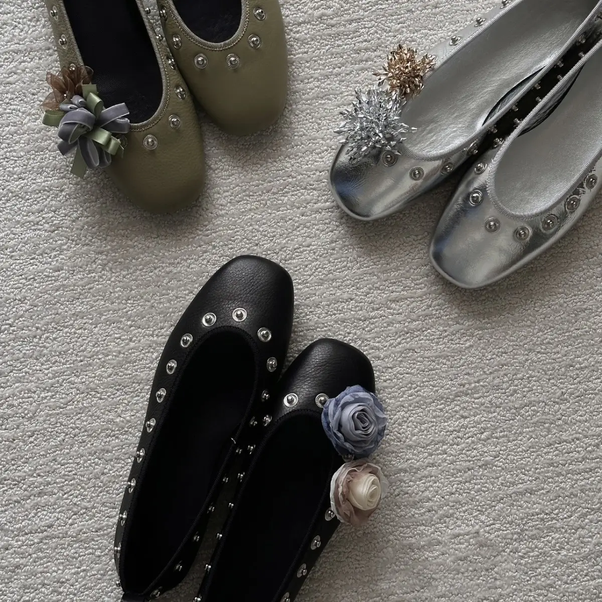 Round-head Rivet Low-cut Casual Womens Shoes