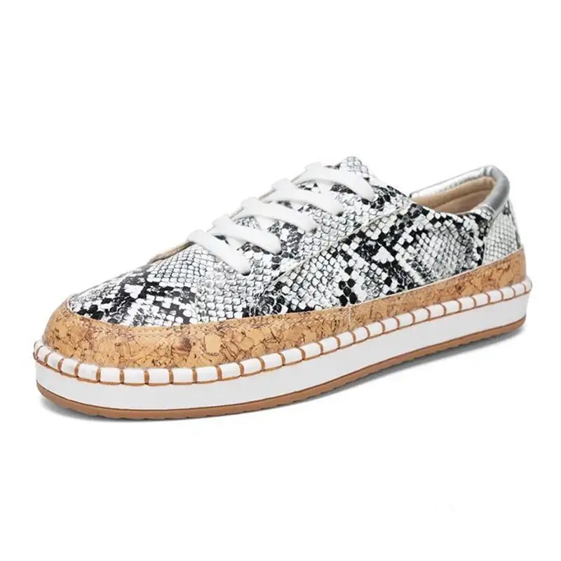 Plus-size Snake-print Chunky-soled Casual Shoes