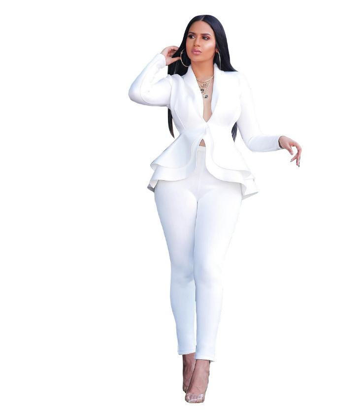 European And American-style Chic Ruffled Blazer Casual Set 8