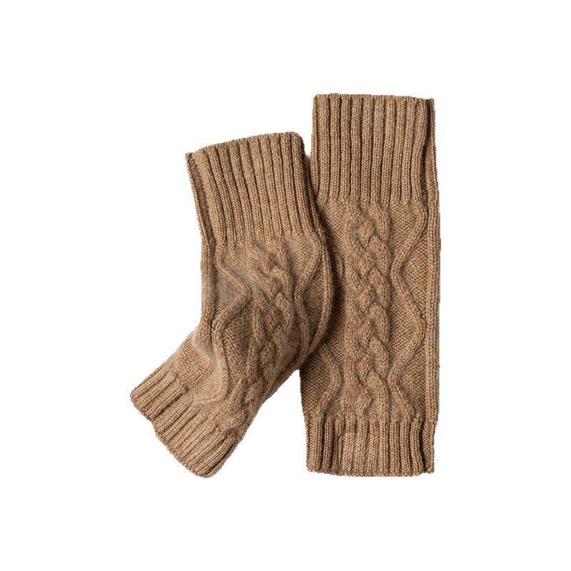 Solid Color Knitted Cashmere Fingerless Gloves
