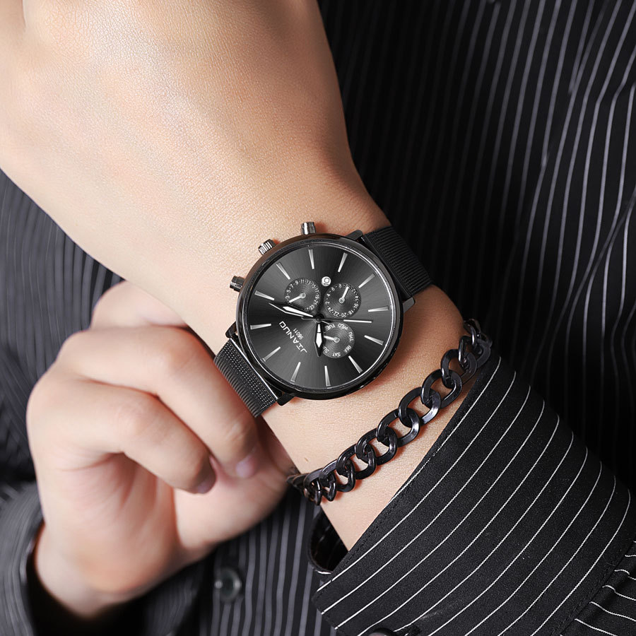 Mens Mesh-band Watch Fashionable Quartz Timepiece With Calendar Suitable For Business And Casual Occasions 3
