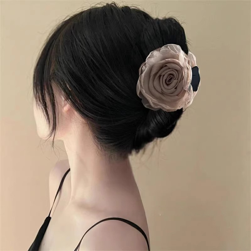 Dark Green Rose Hair Clip Stylish And High-end