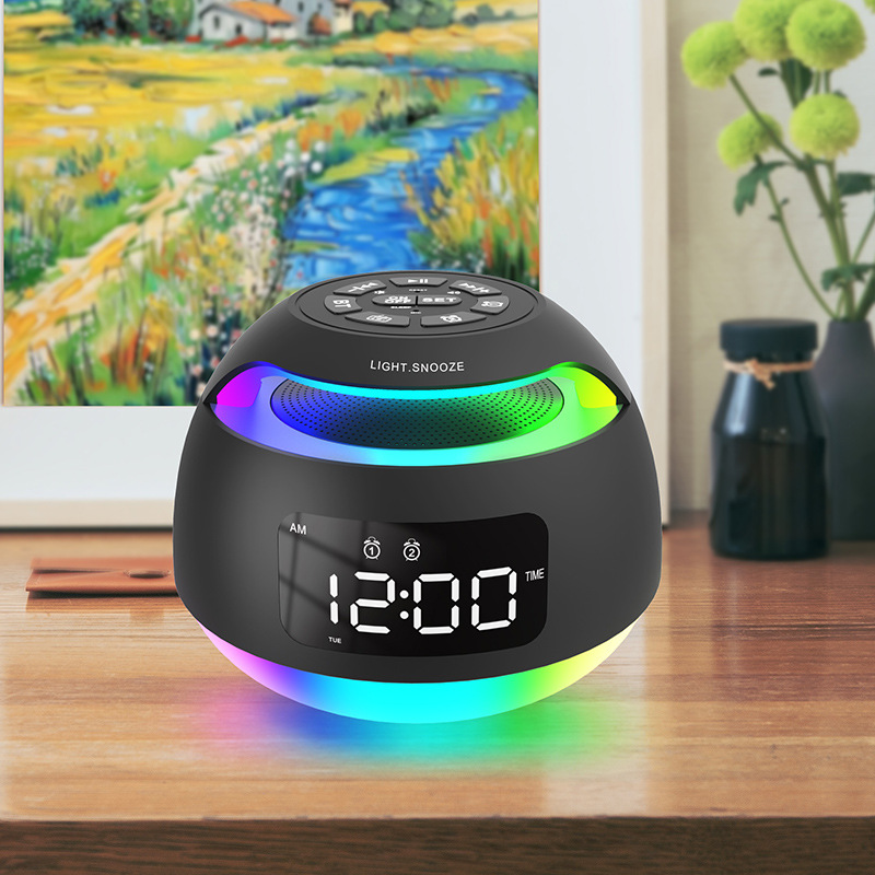 Bluetooth Speaker LED Radio Alarm Desktop Colorful Electronic Alarm Clock White