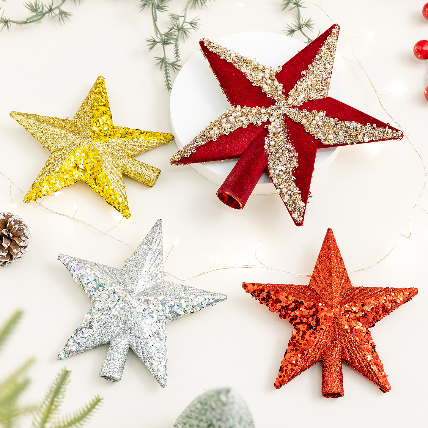 Christmas Decoration Supplies Three-dimensional Five-pointed Star Plastic