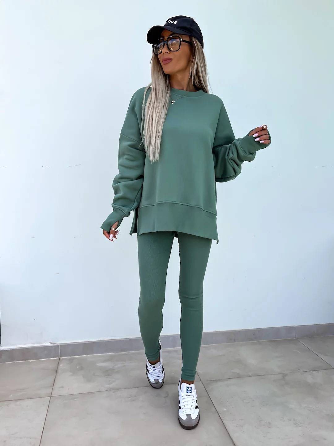 Casual Loose Sweater Suit with Tight Trousers. Product information: Color: apricot, red, khaki, pink, blue, purple, orange, green, black Sleeve type: regular sleeve Pants length: trousers Main fabric composition: Polyester (polyester fiber) Size: S,M,L,XL