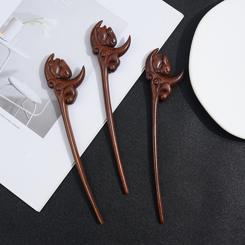 Wooden Women's Chinese Style Headdress Animal Hairpin 7
