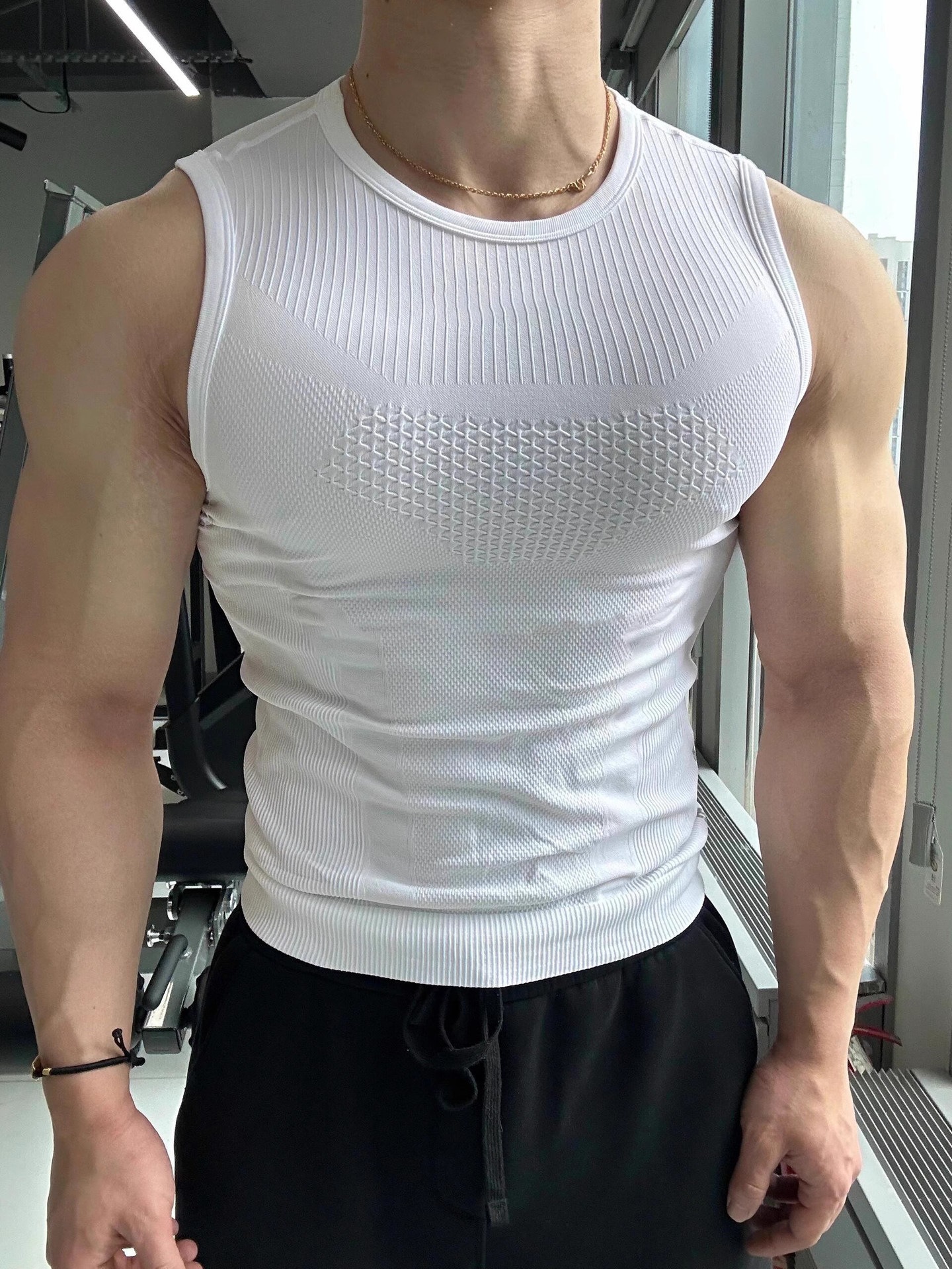 Mens Gray American-Style Fitness Tank Top