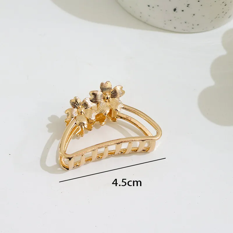 Shark Clip Small Size Back Head Metal Barrettes - 42 Double Flowers