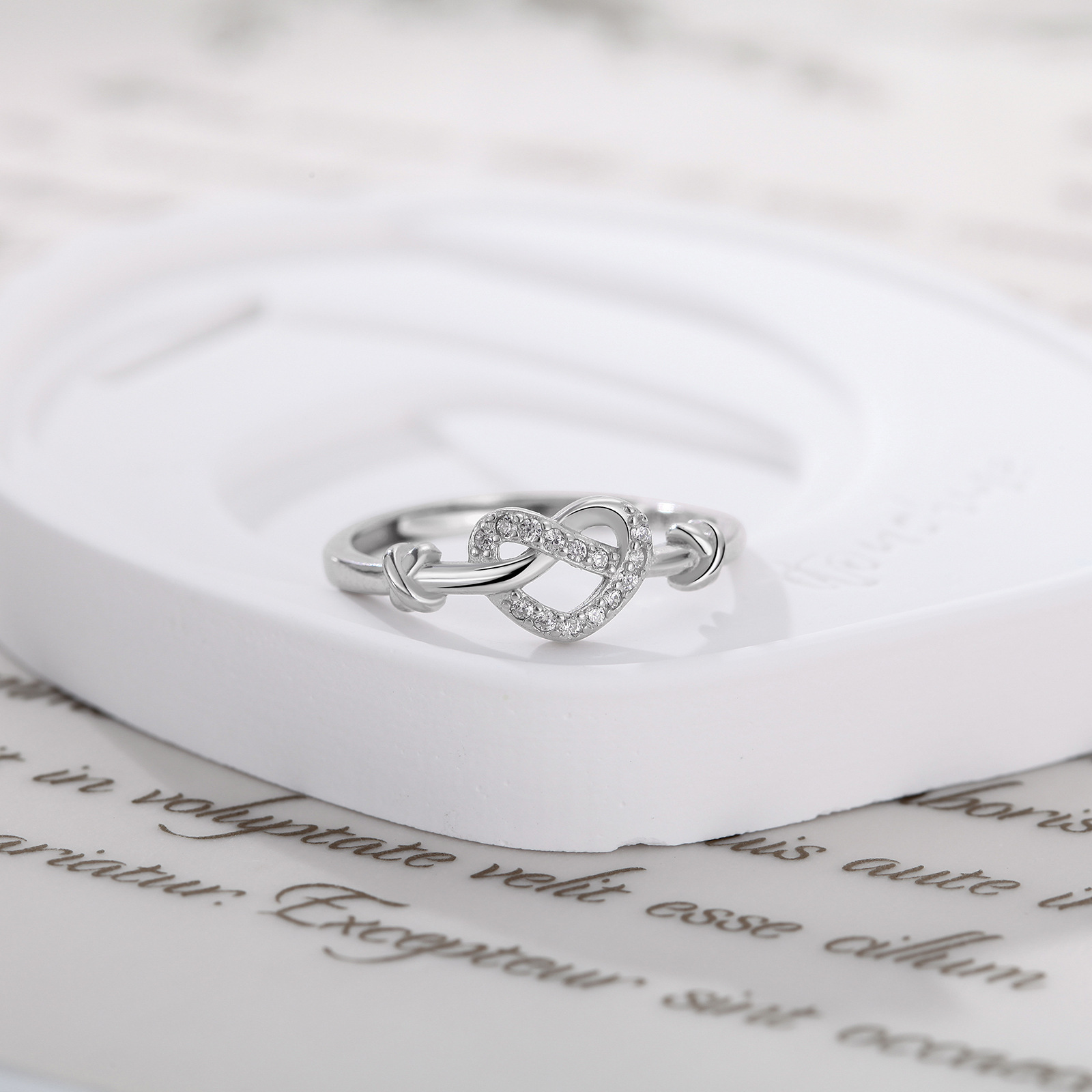 S999 Sterling Silver Pure Silver Heart-shaped Affordable Luxury Fashion Open Ring