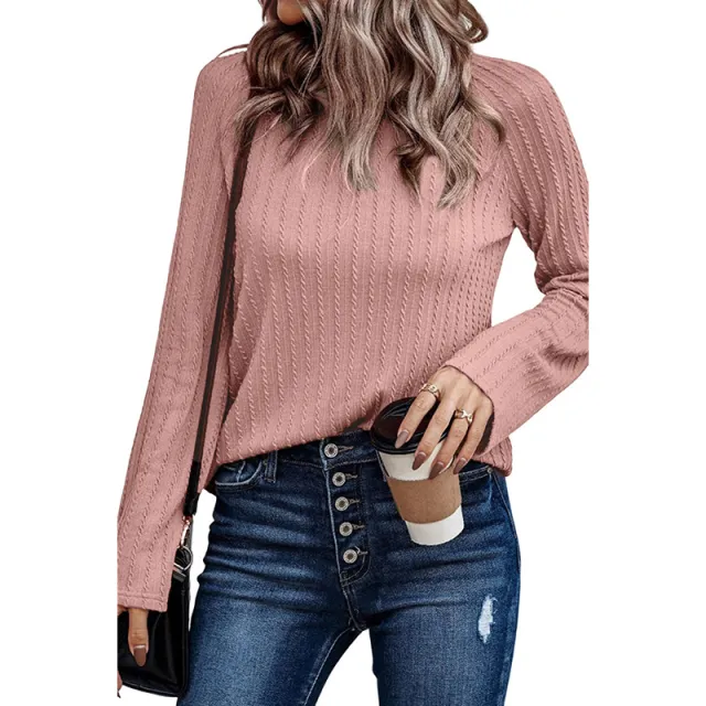 Women's Autumn Solid Color Knitwear Pink - Shop at LoveMi