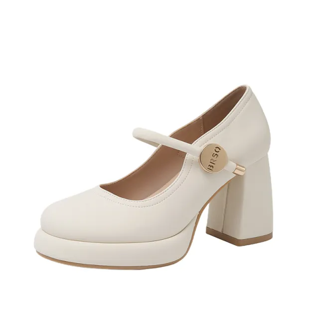 French style Gentle Evening Breeze Mary Jane Heels For Women Beige - Shop at LoveMi