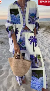 Women's Casual 3D Digital Printing Fashion Shirt And Trousers - Zc036