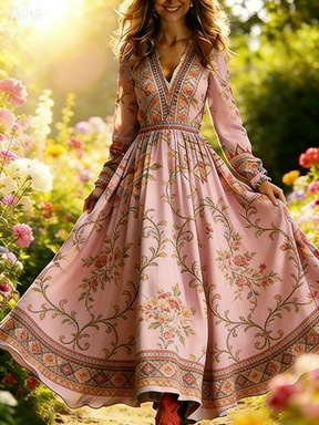 3D Oil Painting Floral Print Dress 15