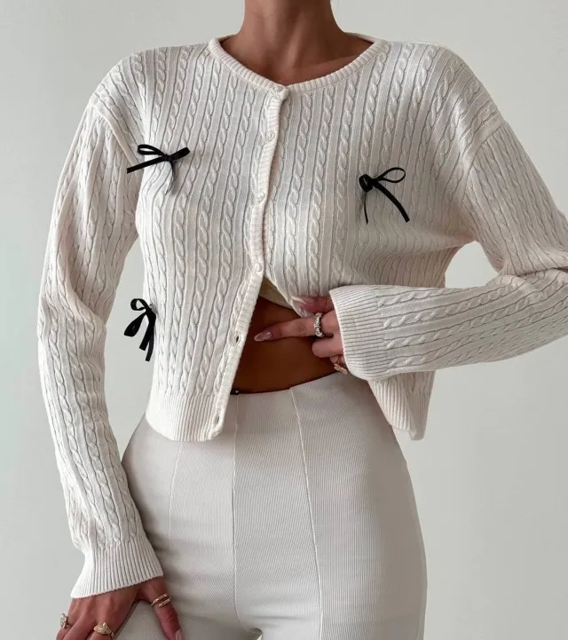 Bow Design Blouse Women's Clothing White - Shop at LoveMi