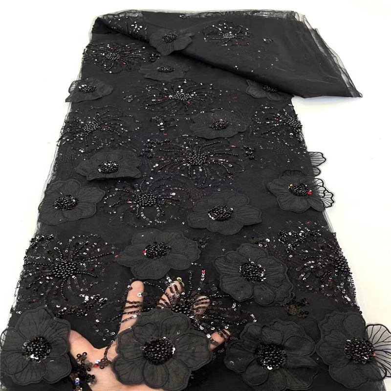 Three-dimensional Embroidered Mesh Fabric Sequin Bead Tube Embroidery - Image 7