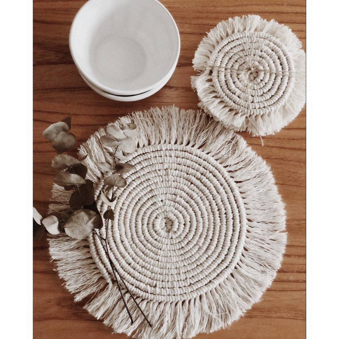 Title 4, Nordic Style Hand-woven Coaster Round Non-slip ...