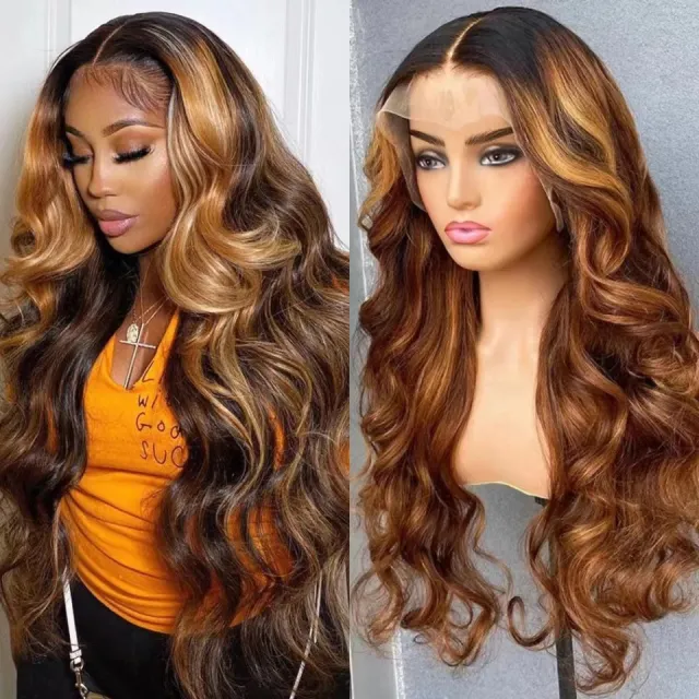 Front Lace Wig Long Roll Gradient Color Women's Big Wave Head Cover Piano Color - Shop at LoveMi