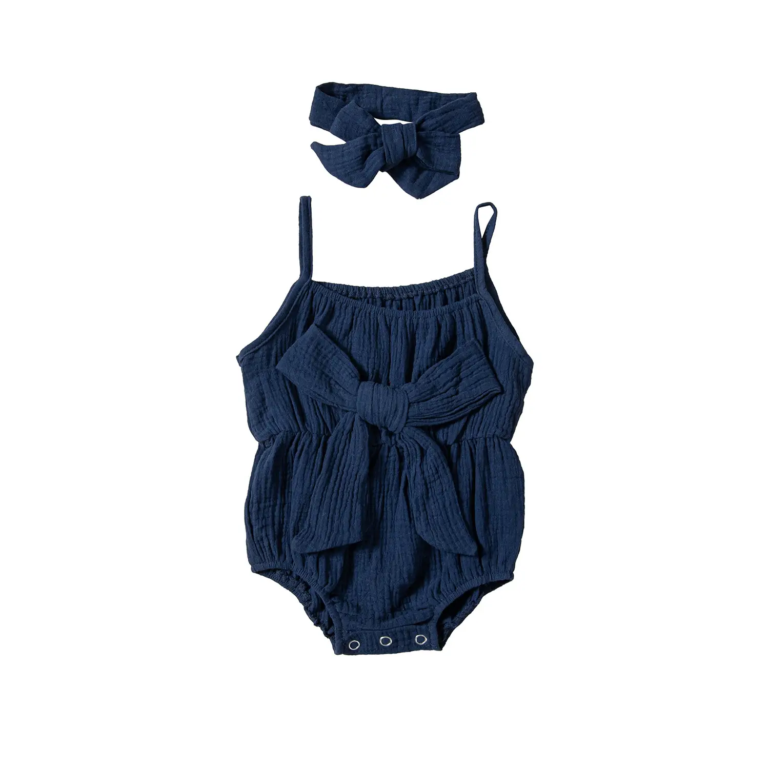 Children's Clothing Ins Summer Infant Sling Romper Solid Color Bow Baby Jumpsuits