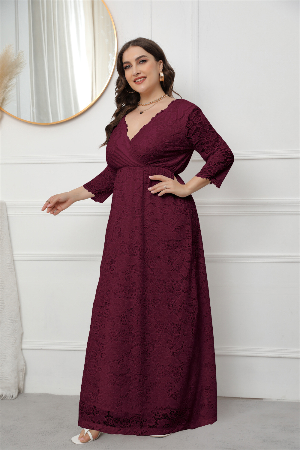 Bridesmaid Elegant Lace Women's Dress Purplish Red - Shop at LoveMi