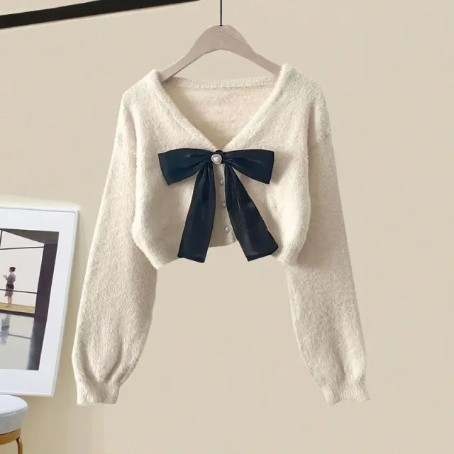 Women's Gentle Oversized Knitted Cardigan Sweater With Skirt Apricot Sweater - Shop at LoveMi
