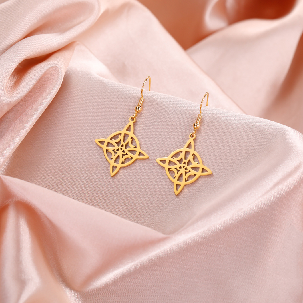 Ladies' Celtic Knot Moon Stainless Steel Earrings