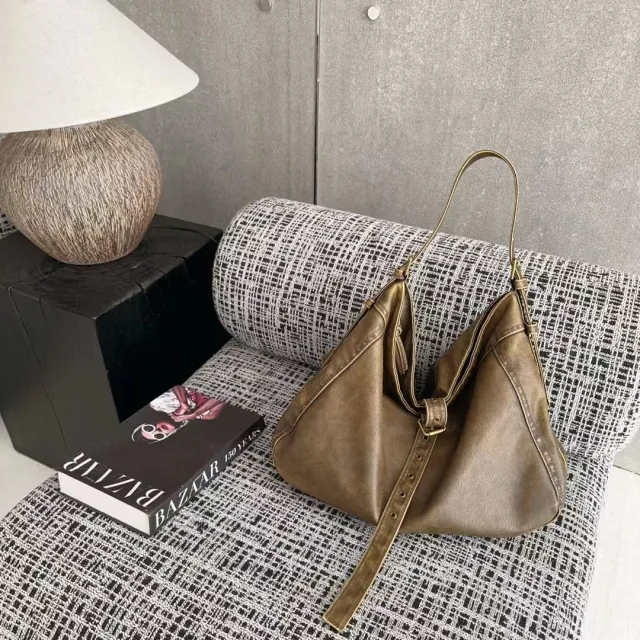 Casual Large Capacity Shoulder Crossbody Belt Buckle Underarm Tote Bag Green - Shop at LoveMi