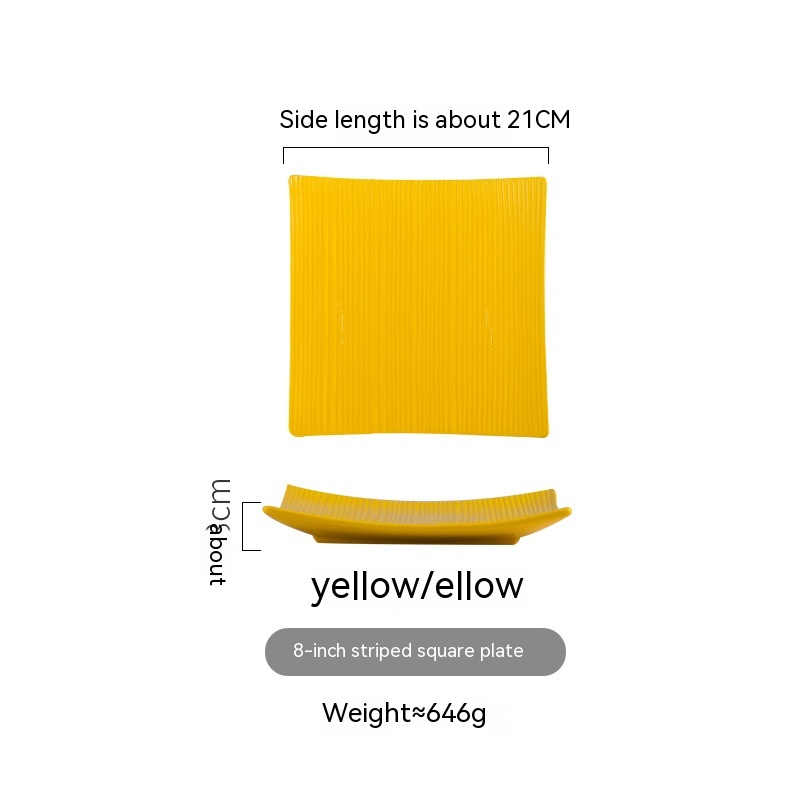 Striped Square Plate Yellow