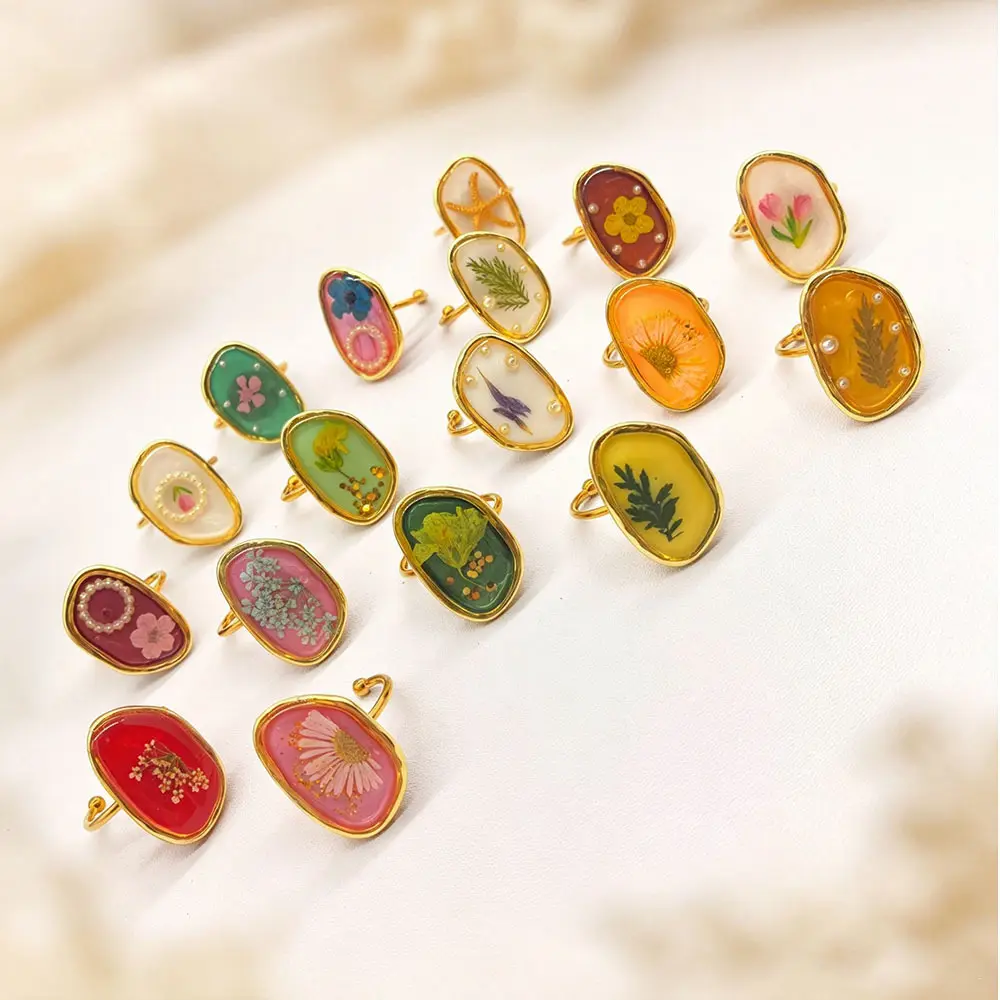 Retro Oval Resin Open-End Ring