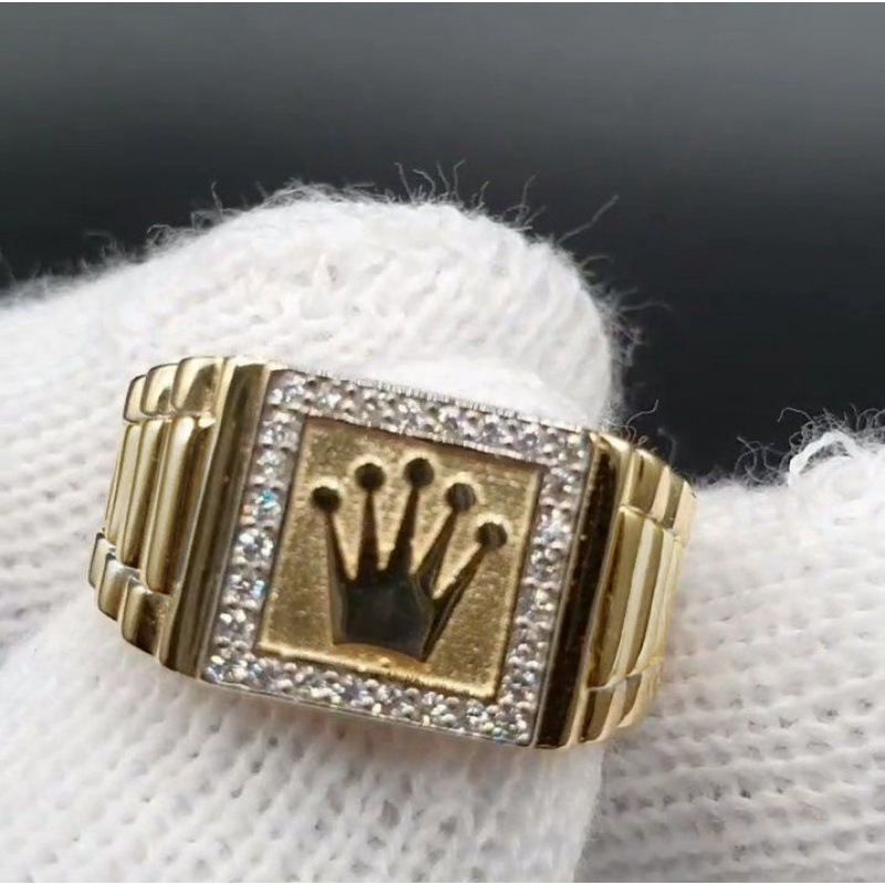 Mens Retro Alloy Ring With Rhinestone Inlay