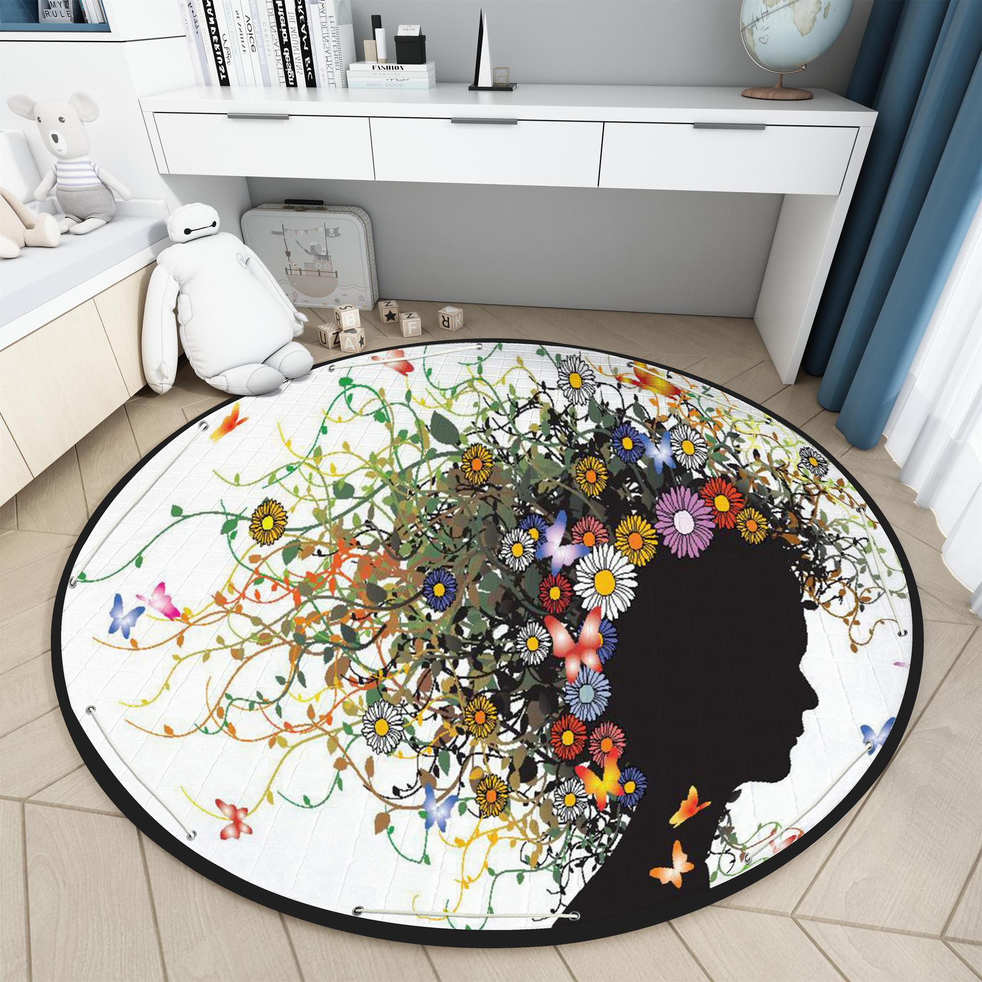 Round FARCENT Storage Mat Quilted Game Carpet Children Crawling Mat Outing Picnic Mat