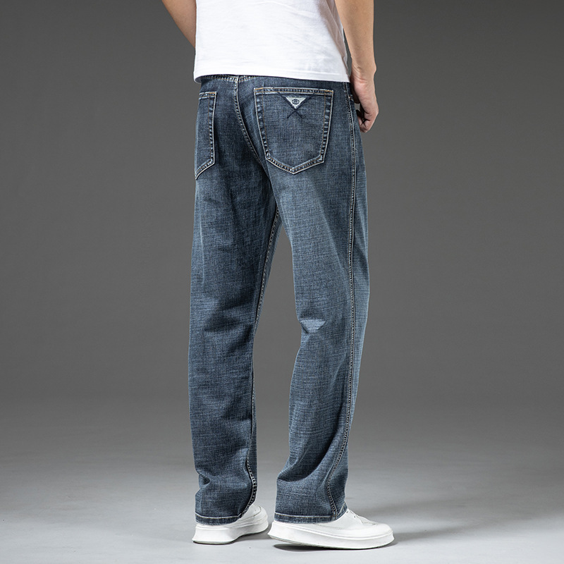 Loose-fit Straight-leg Plus-size Casual Versatile Denim Trousers