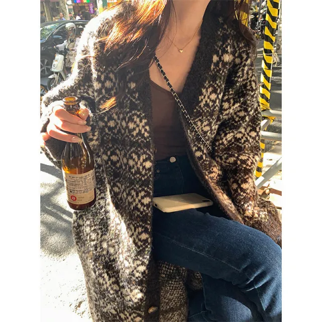 Western Style Ethnic Style Long Sweater Coat Women Gray - Shop at LoveMi