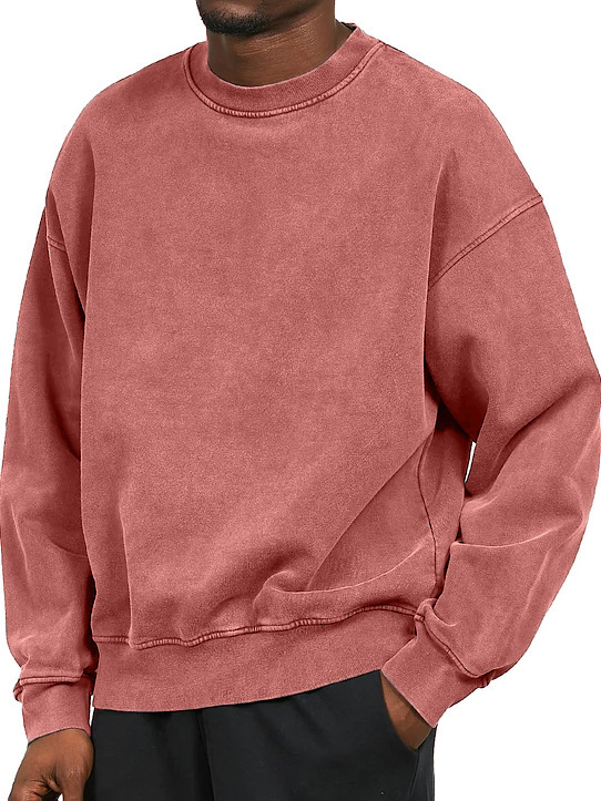 Heavy Thickening Fried Flower Men's Round Neck Loose Sweatshirt - Picture 8 of 10