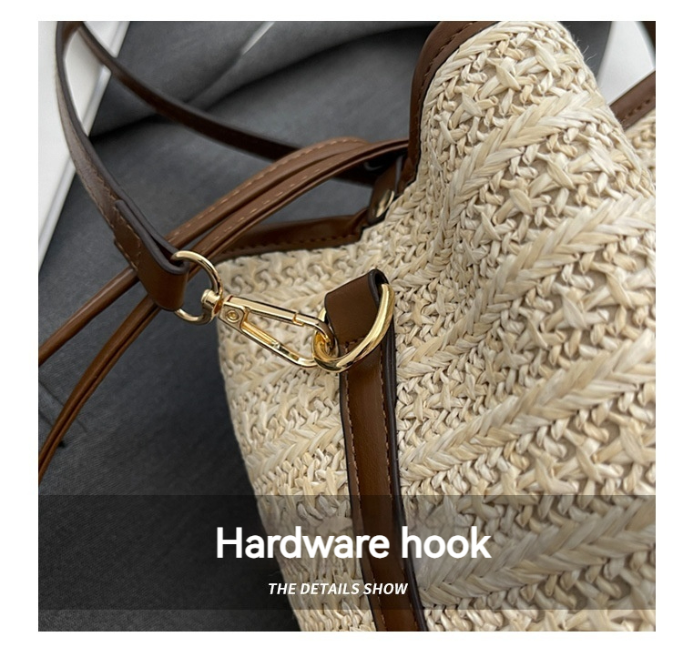 Summer Korean Straw Plaited Pull-belt Simple Beach Weaving Shoulder Messenger Bag