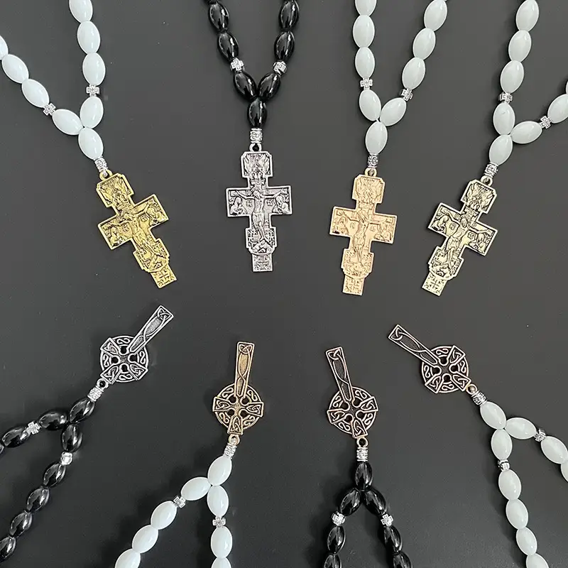 Cross Beads Alloy Car Rearview Mirror Pendant