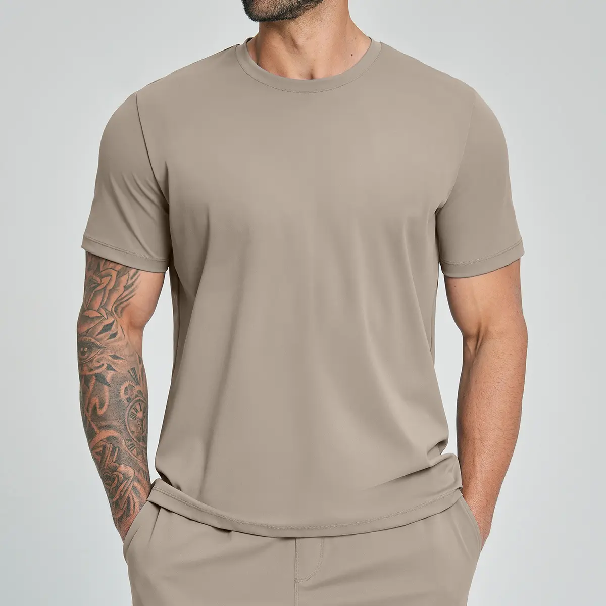 Mens Fitness Casual Crew-Neck T-Shirt