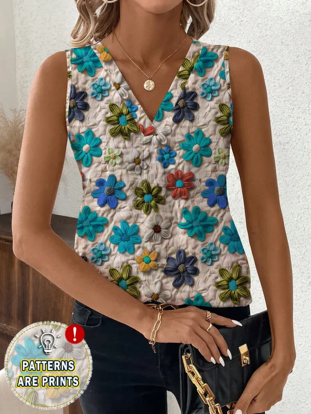 Women's Versatile Minimalist Printed Vest Wb32Rq250507Y025 S - Shop at LoveMi