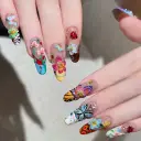 Island Elf Trendy Wearable Nails Featuring French-style 3D Floral And Insect Carvings view 1