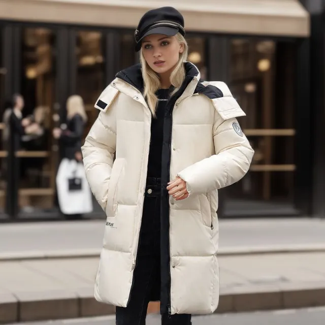 Women's Fashion Simple Thickened Cotton Padded Coat Creamy White - Shop at LoveMi