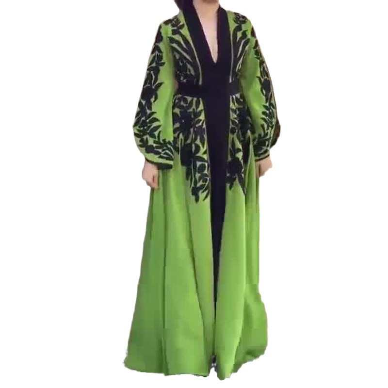 Printed Batwing-Sleeve Midi Dress