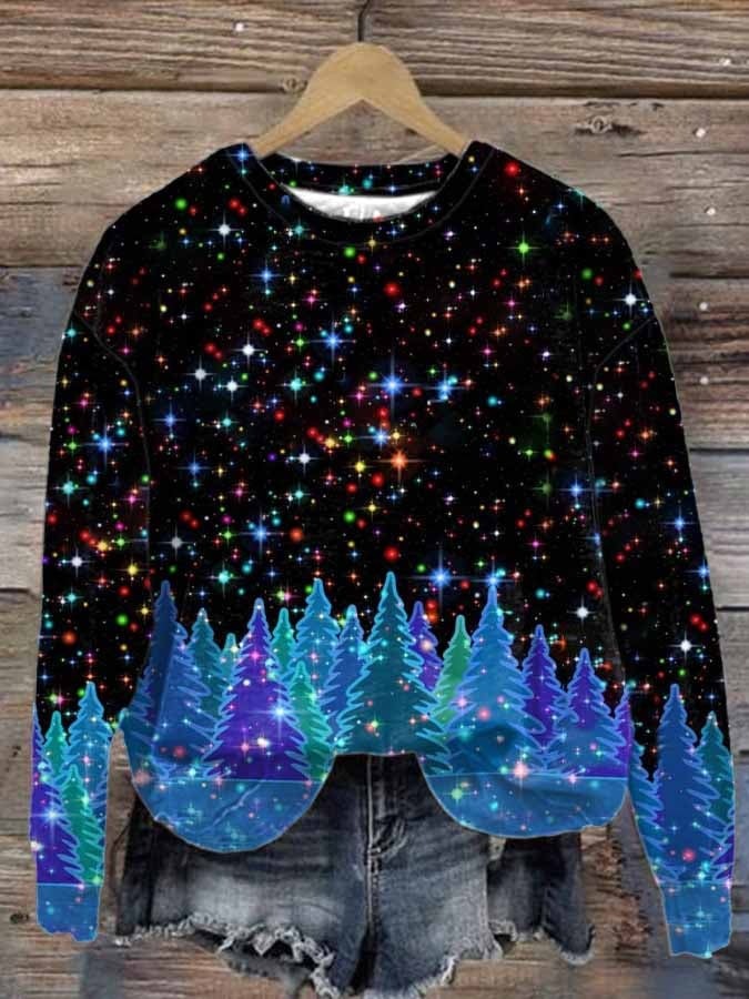 Title 15, Printed New Loose Christmas Tree Pullover Men