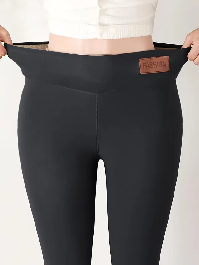 Women's Cashmere Fleece lined Thickened Autumn And Winter Leggings Dark Gray - Shop at LoveMi