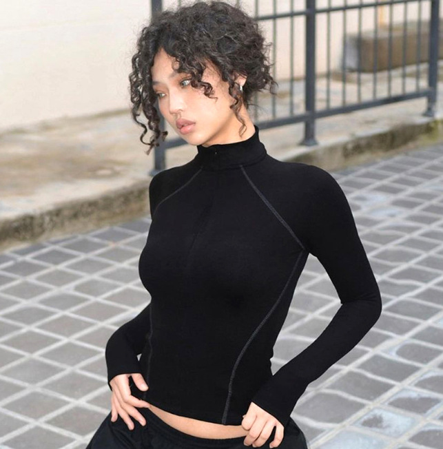 Women's Fashion Long-sleeve Zipper Base All-matching Top